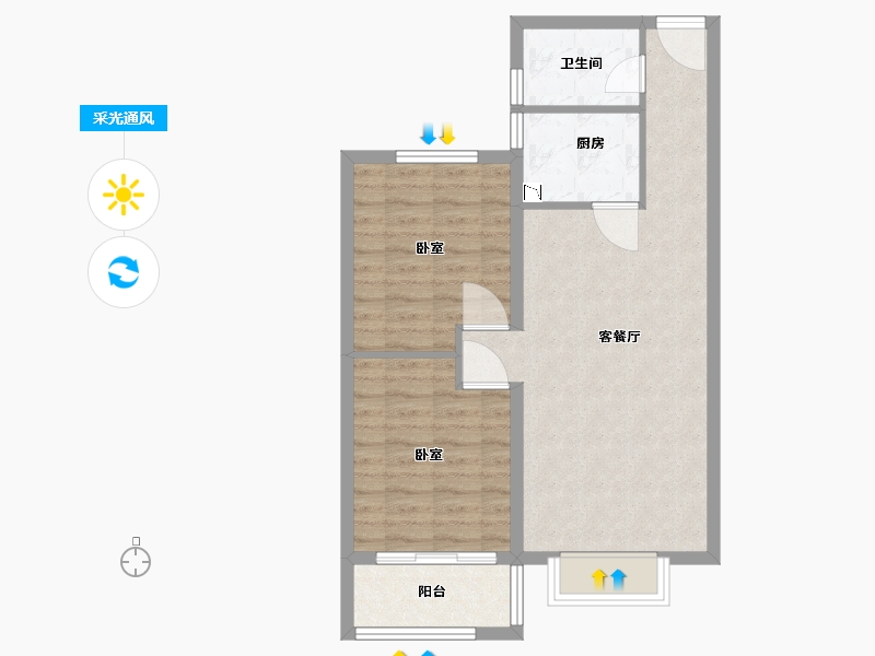 河南省-漯河市-荣昌大道东方-66.84-户型库-采光通风