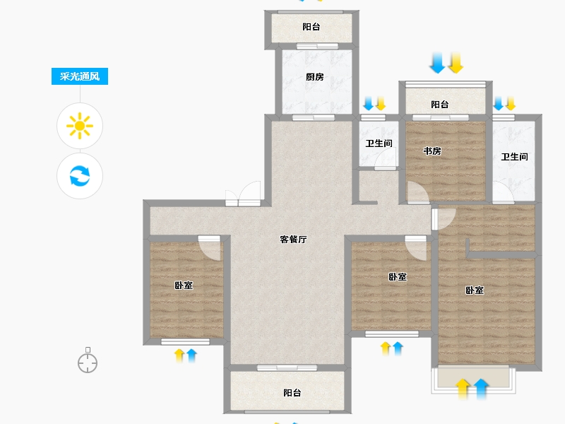 河南省-信阳市-隆盛帝景-126.00-户型库-采光通风