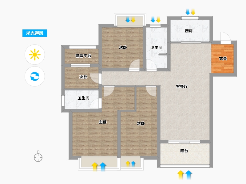 安徽省-滁州市-科瑞阳光里-104.00-户型库-采光通风