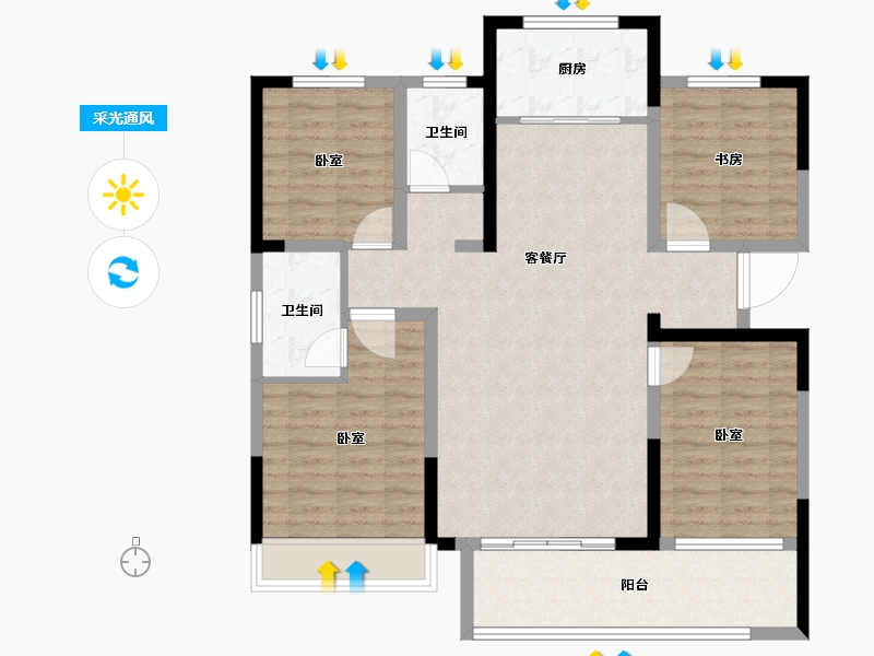 山东省-菏泽市-中铂新天地-103.30-户型库-采光通风