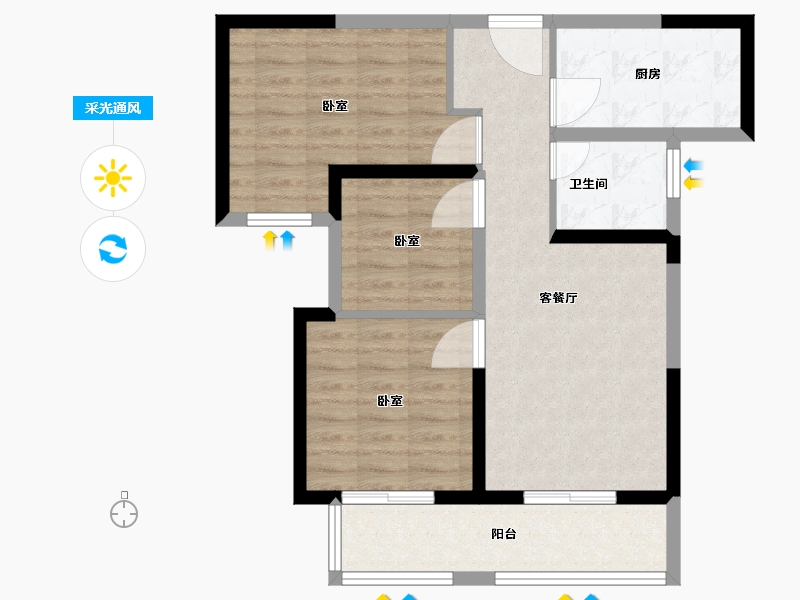 河南省-南阳市-建业壹号城邦-72.01-户型库-采光通风