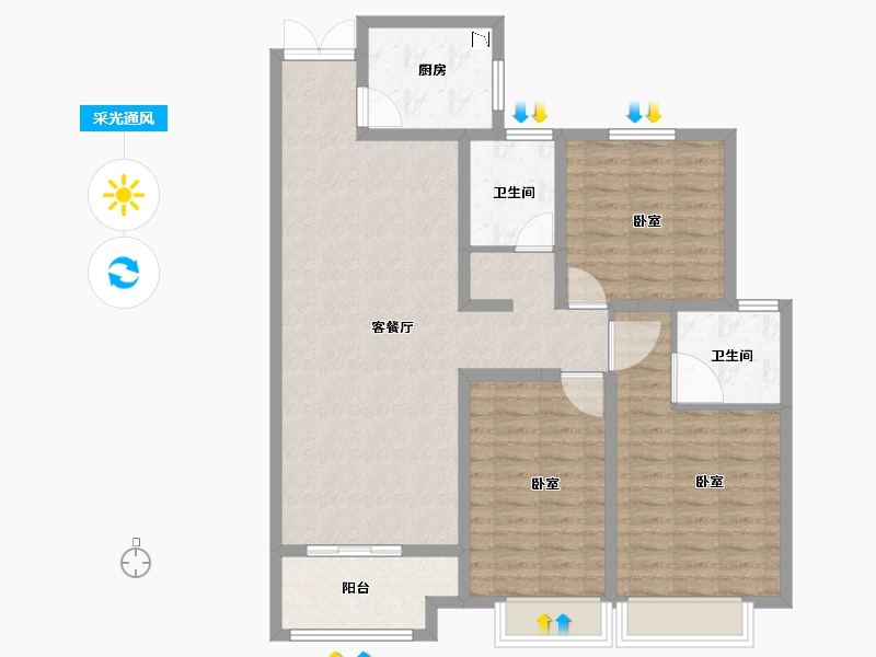 河南省-安阳市-小镇伍號院-106.00-户型库-采光通风