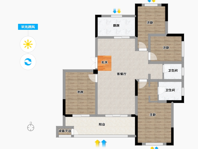 江苏省-常州市-随园金麟府-112.00-户型库-采光通风