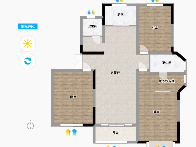 河南省-许昌市-恒达阳光城-115.99-户型库-采光通风