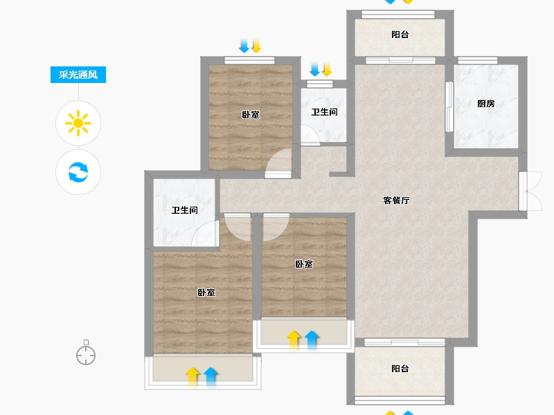 河南省-南阳市-邓州建业城-79.21-户型库-采光通风