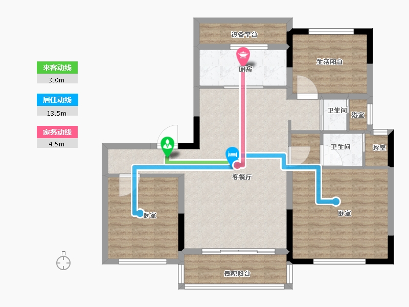 河南省-信阳市-碧桂园·学府壹号-96.01-户型库-动静线