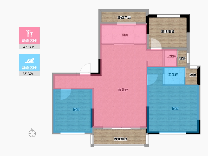 河南省-信阳市-碧桂园·学府壹号-96.01-户型库-动静分区