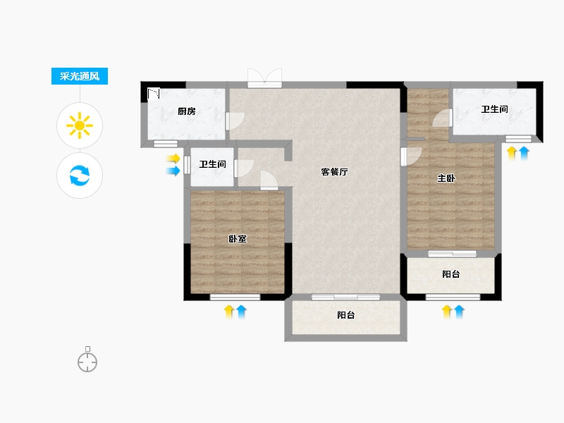 河南省-许昌市-颍河圣帝金苑-88.98-户型库-采光通风