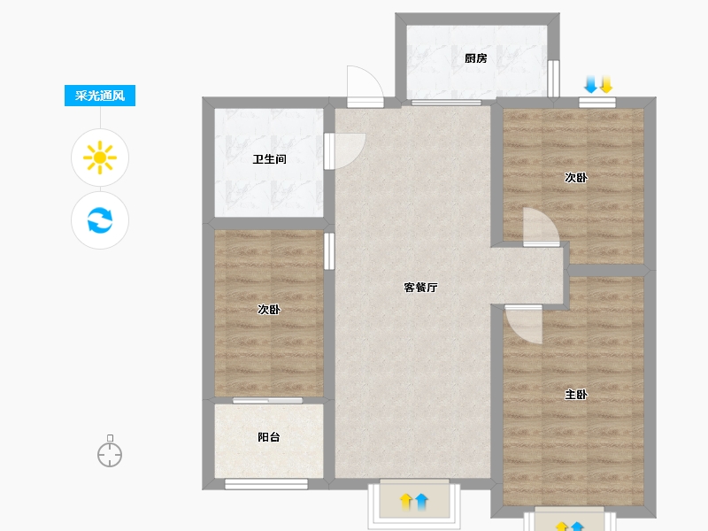 山东省-临沂市-意林·国际公园-76.40-户型库-采光通风