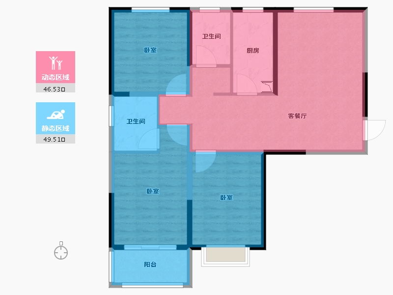 河南省-郑州市-蓝宝·桃源里-86.92-户型库-动静分区