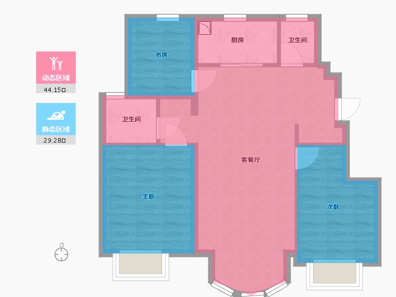 北京-北京市-翡翠公园-65.67-户型库-动静分区