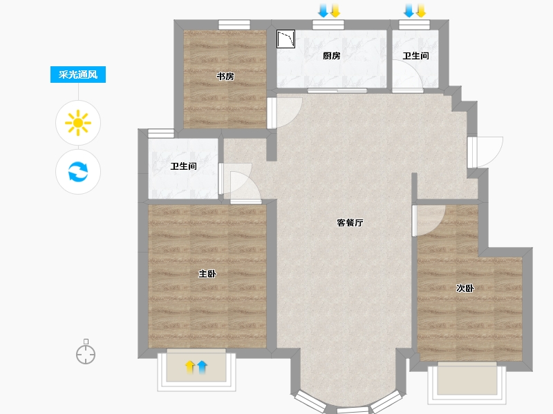 北京-北京市-翡翠公园-65.67-户型库-采光通风