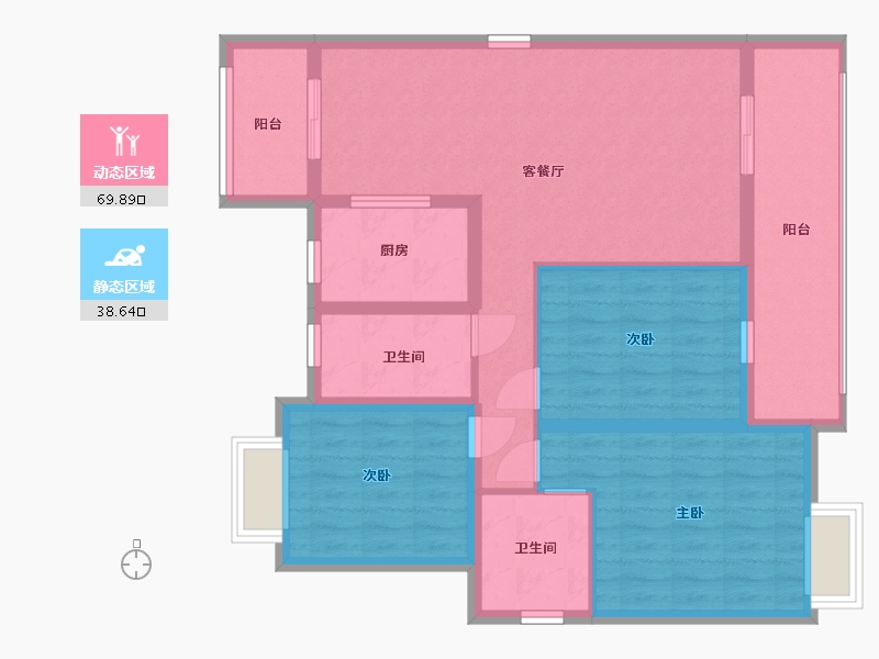 湖北省-黄石市-公园壹号院-96.94-户型库-动静分区