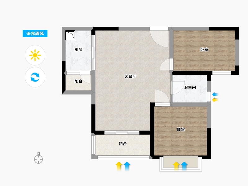 河南省-商丘市-鼎雄·新里城-73.58-户型库-采光通风