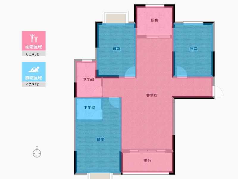 河南省-南阳市-菊城豪庭-98.63-户型库-动静分区