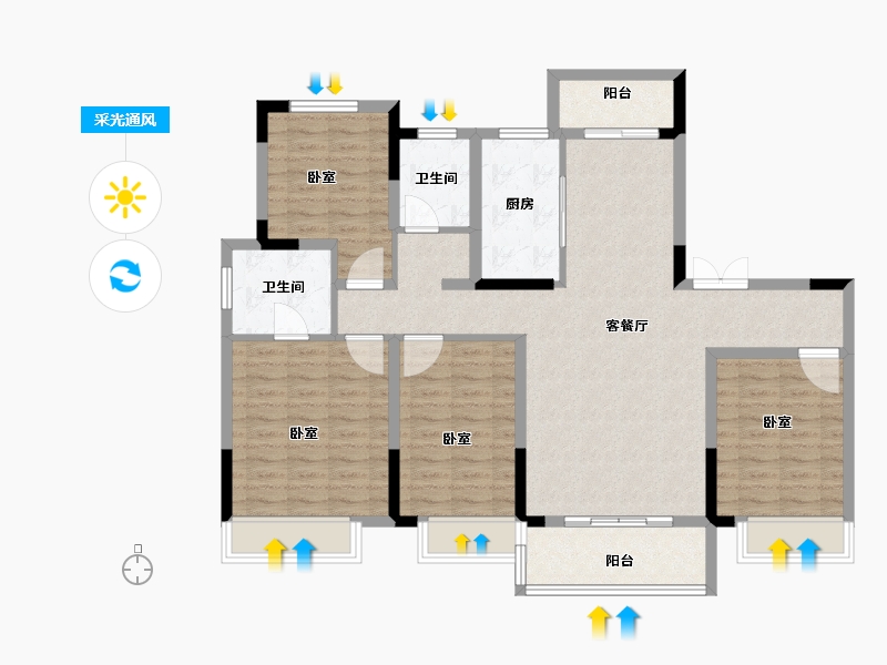 河南省-商丘市-珍宝岛·香缇雅苑-114.00-户型库-采光通风