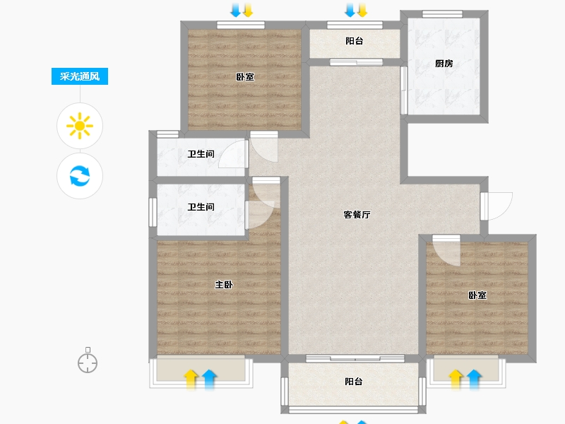 河南省-许昌市-长葛建业森林半岛-110.00-户型库-采光通风