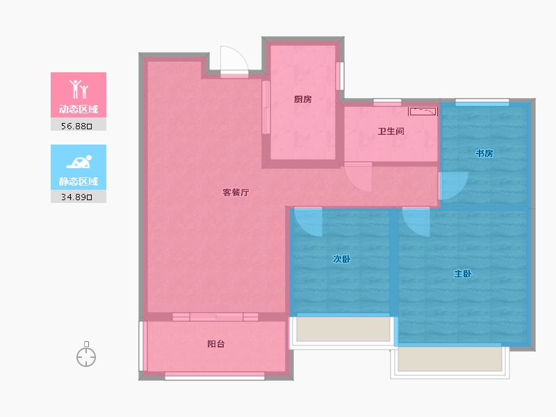 河南省-许昌市-腾飞洪河富贵-82.00-户型库-动静分区