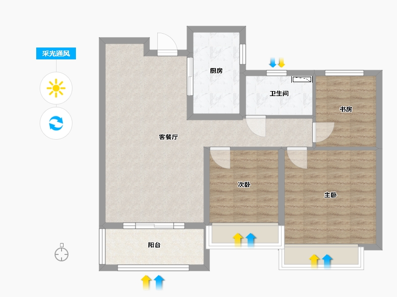 河南省-许昌市-腾飞洪河富贵-82.00-户型库-采光通风