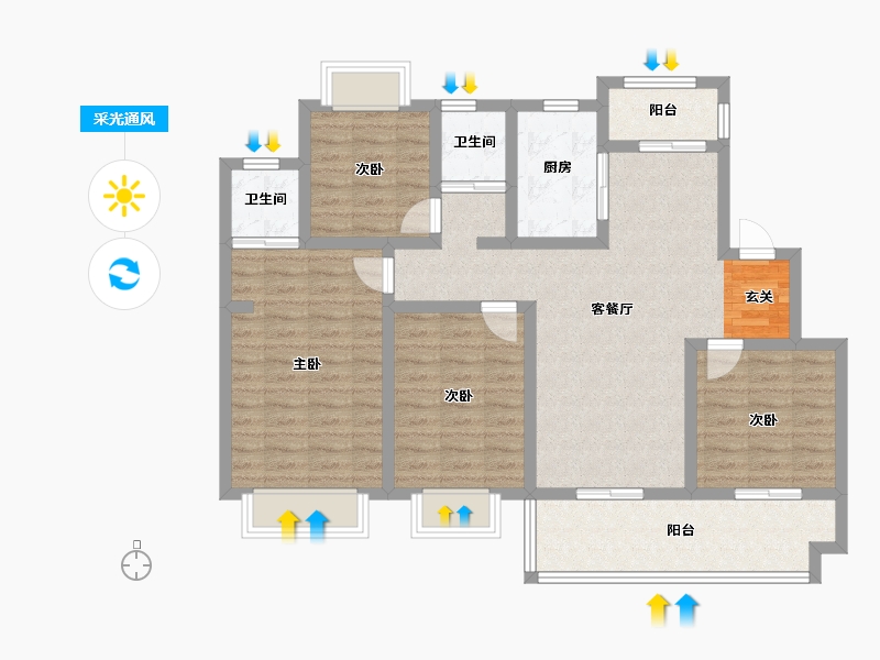 安徽省-滁州市-凤阳书香门第-102.00-户型库-采光通风