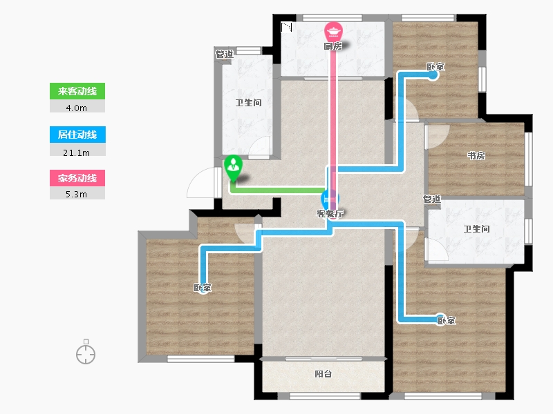 山东省-青岛市-蓝城玉蘭公馆-109.15-户型库-动静线