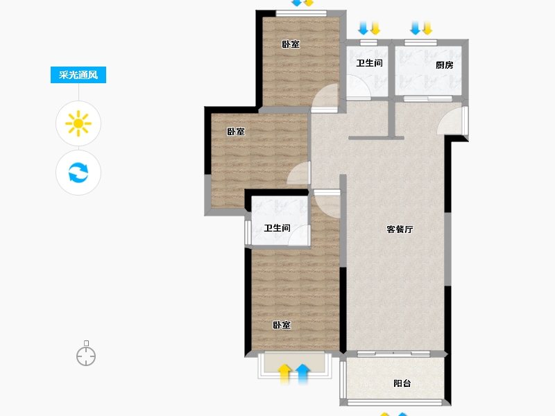 河南省-商丘市-雅居乐国际花园-97.00-户型库-采光通风