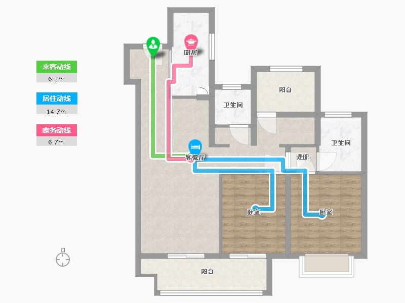 江苏省-苏州市-新城十里锦绣-87.00-户型库-动静线