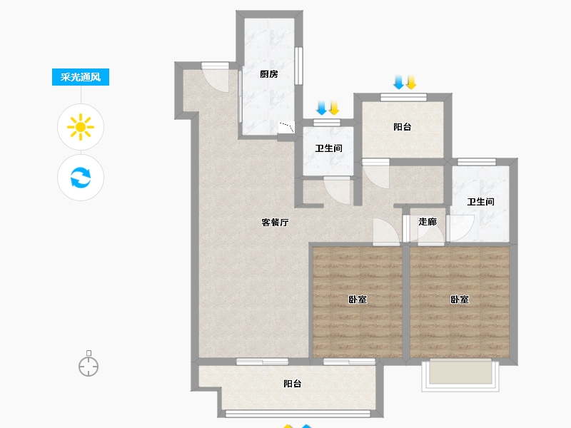 江苏省-苏州市-新城十里锦绣-87.00-户型库-采光通风