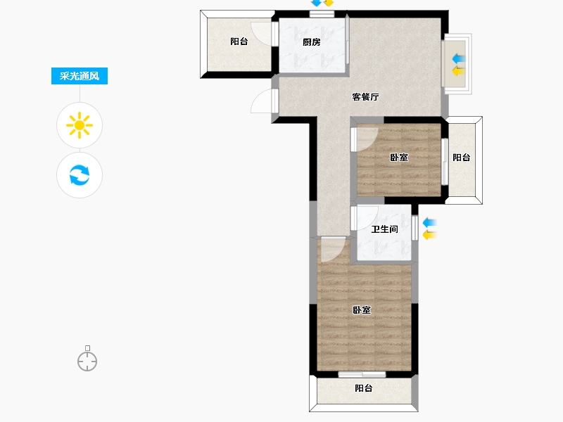 河南省-郑州市-泉舜上城-63.01-户型库-采光通风