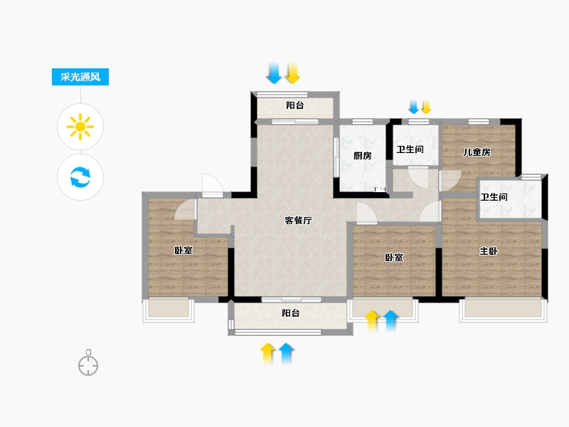 河南省-许昌市-招商公园与湖-106.00-户型库-采光通风