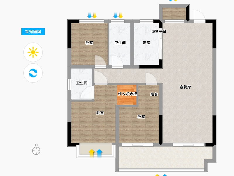 河南省-漯河市-临颍昌建珑悦台-100.00-户型库-采光通风