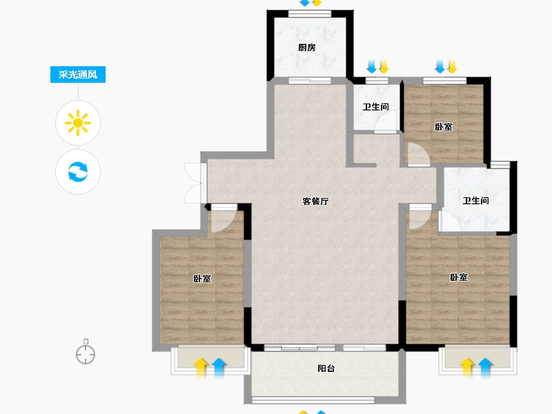 河南省-南阳市-淅川建业城-107.99-户型库-采光通风