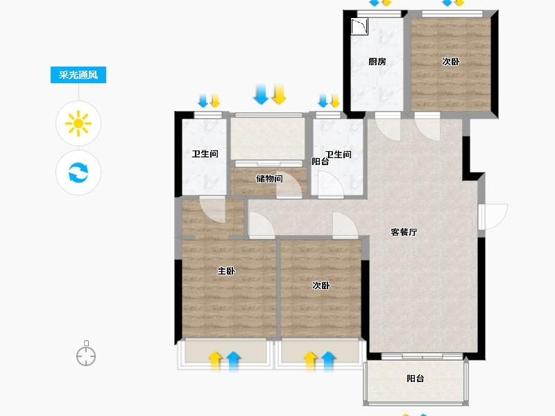 福建省-厦门市-富力院士廷-89.00-户型库-采光通风