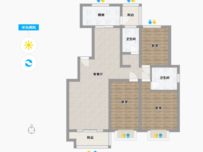 河南省-许昌市-上宅西湖湾-105.71-户型库-采光通风