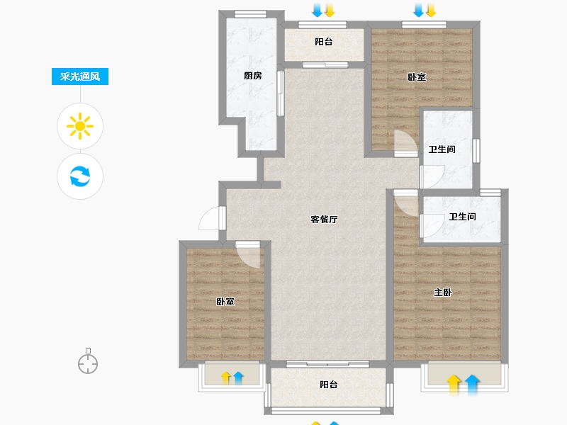 河南省-许昌市-长葛建业森林半岛-110.00-户型库-采光通风