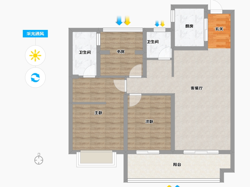 安徽省-滁州市-科瑞阳光里-87.10-户型库-采光通风