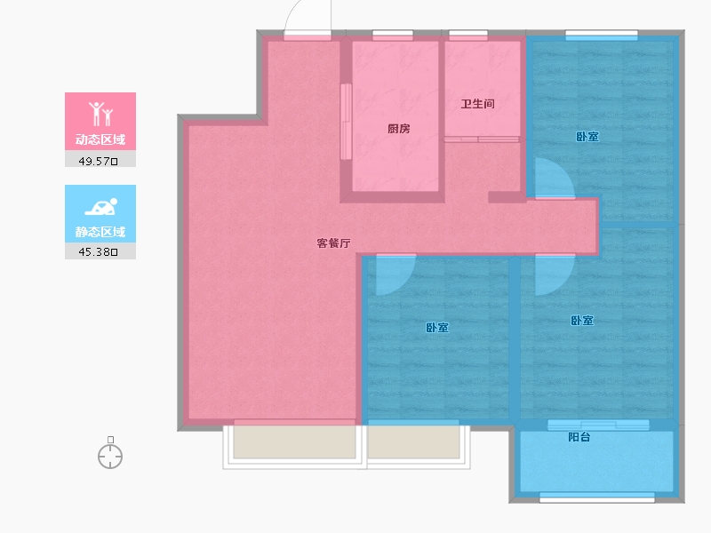 山东省-德州市-禹城东海城-85.00-户型库-动静分区