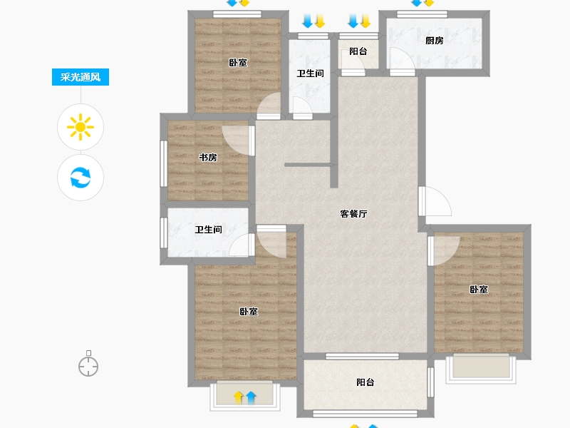 山东省-济宁市-祥安名府-117.00-户型库-采光通风