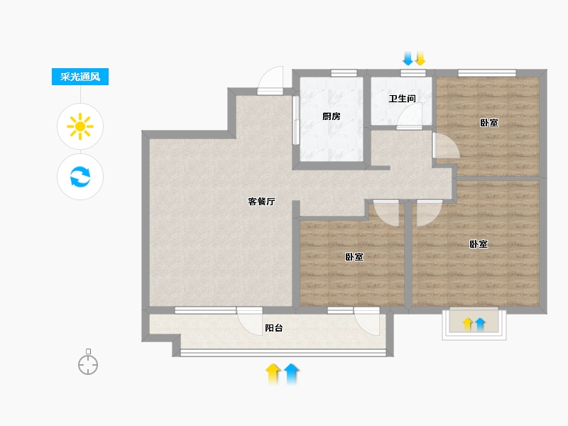 山东省-济宁市-涌泰澜湾-92.00-户型库-采光通风