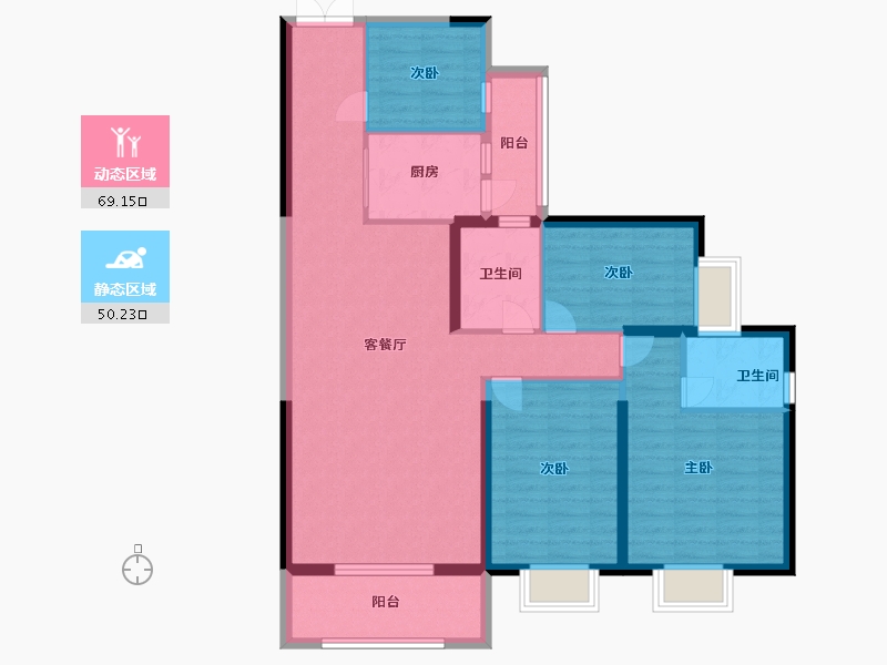 云南省-曲靖市-麒麟嘉园二期-107.00-户型库-动静分区