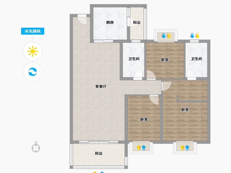 山东省-济宁市-济宁恒大御峰-104.00-户型库-采光通风