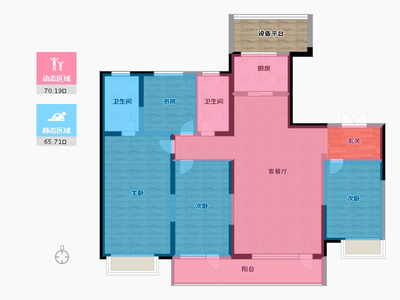 山东省-淄博市-淄博富力万达广场-127.99-户型库-动静分区