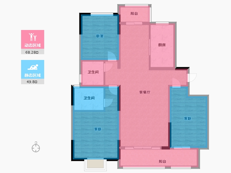 河南省-许昌市-当代宏安 满庭悦-105.48-户型库-动静分区