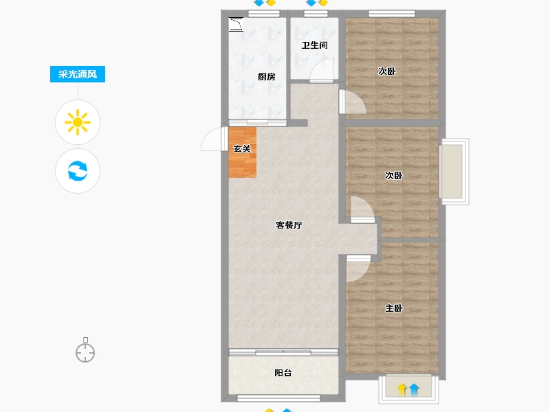 山东省-淄博市-金城春和园-94.00-户型库-采光通风