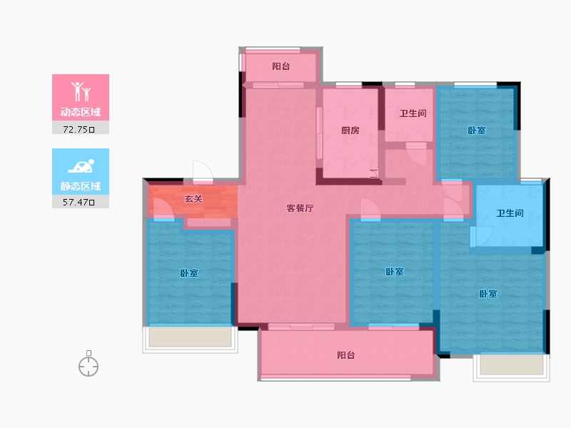 河南省-许昌市-禹州建业春天里-114.86-户型库-动静分区