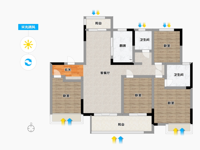 河南省-许昌市-禹州建业春天里-114.86-户型库-采光通风