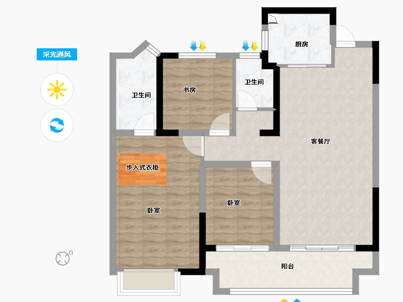 河南省-商丘市-建业天明幸福里-94.00-户型库-采光通风