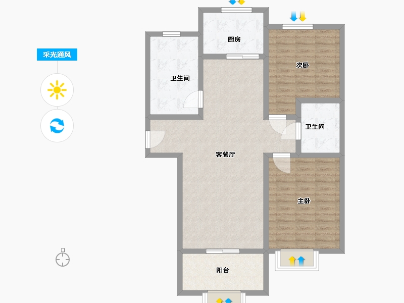 山东省-临沂市-恒通佳园-96.00-户型库-采光通风