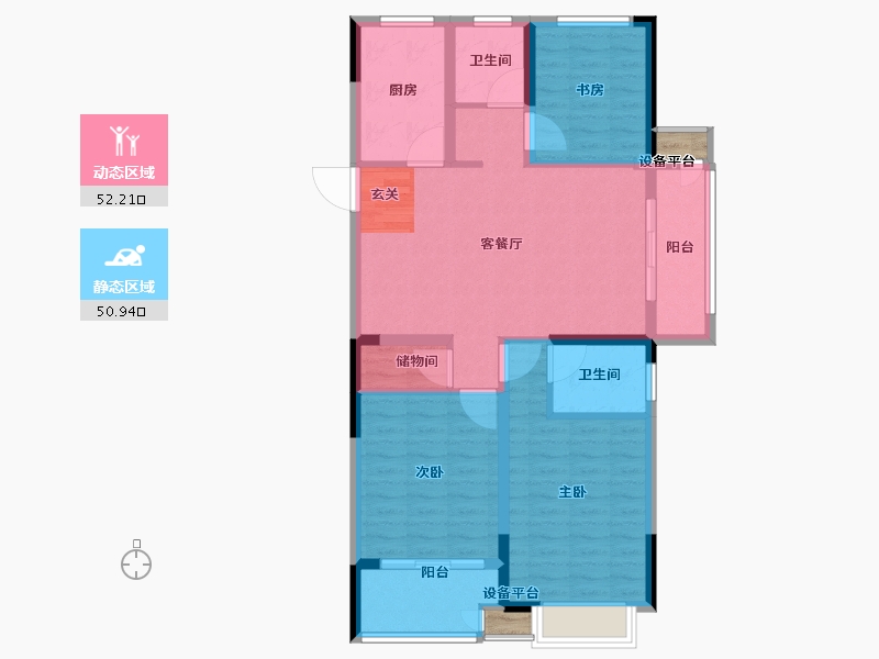 江苏省-常州市-滨江天宸-94.00-户型库-动静分区