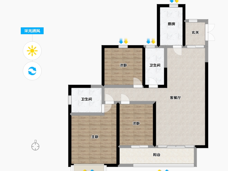 山东省-临沂市-拉菲公馆-112.00-户型库-采光通风